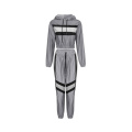 Women Fashion Patchwork Top and Bottom Cool 3M Reflective Stripe Tracksuits Girl 2PCS Sweatsuit Sportwear